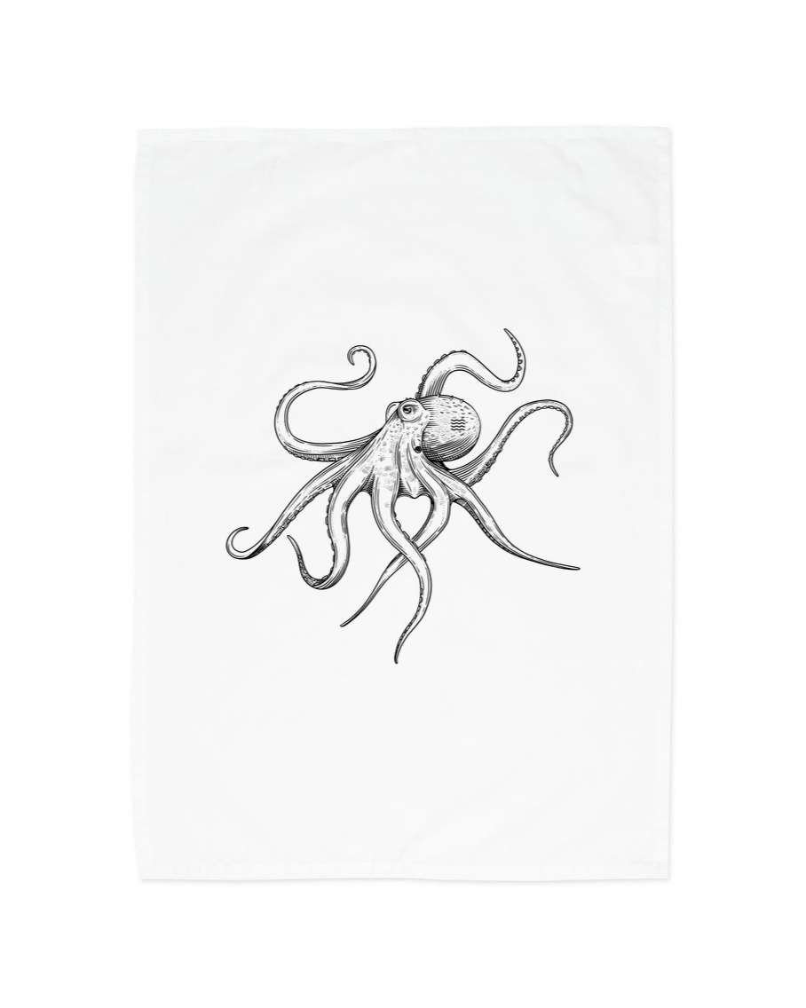 White Octo Tea Towel