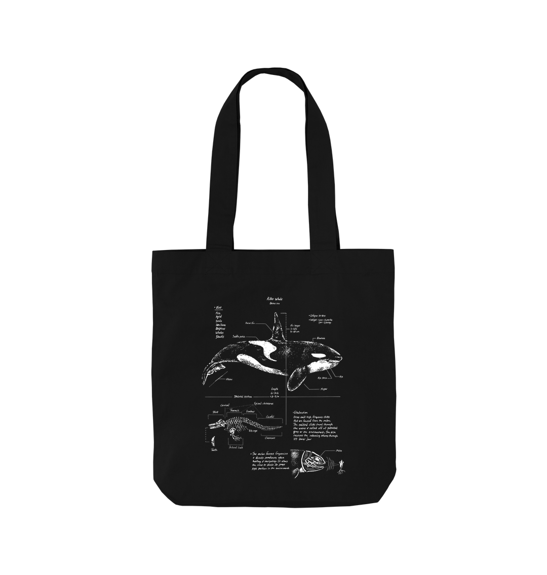 Black Orca Anatomy Tote Bag