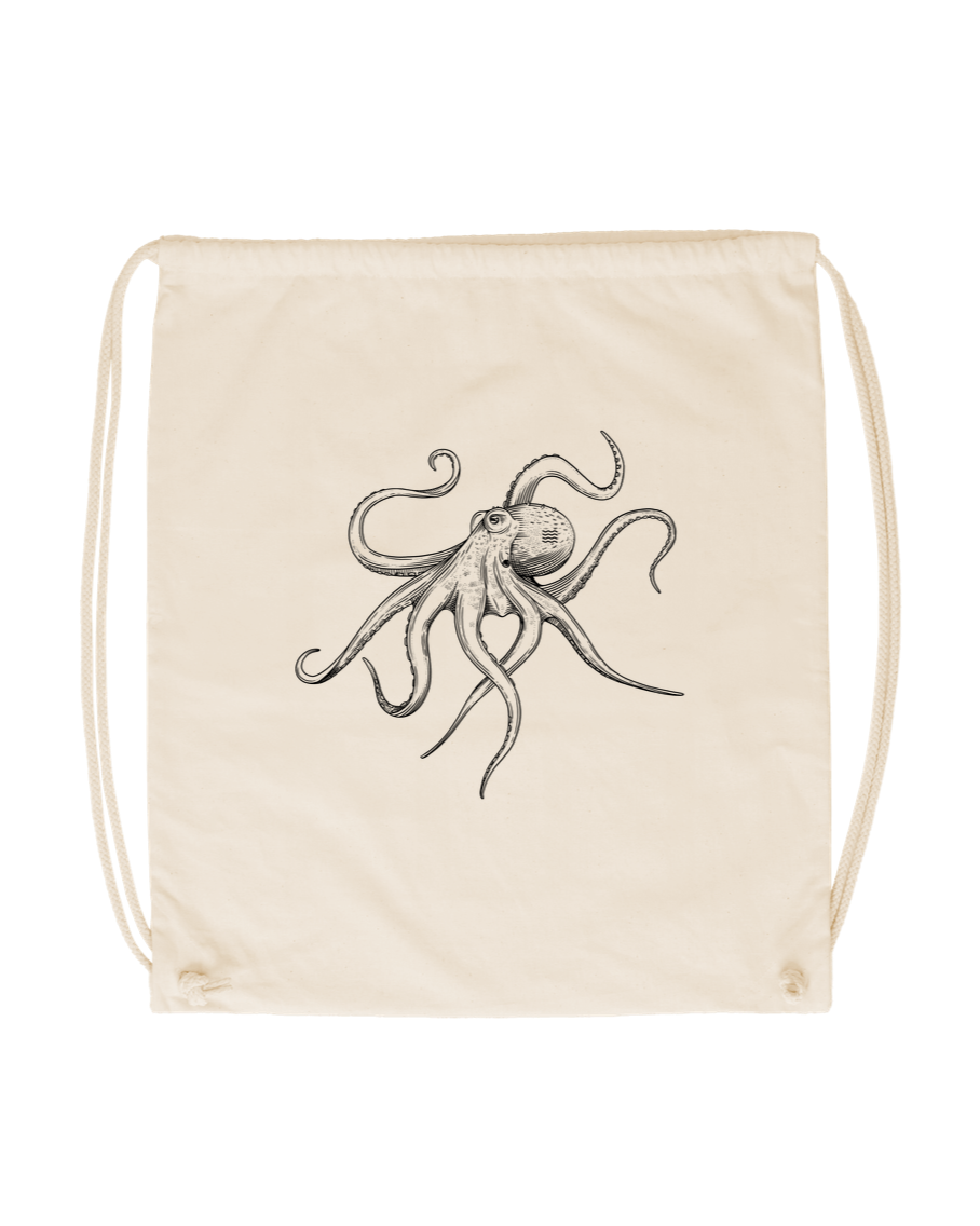 Natural Octo Drawstring Bag