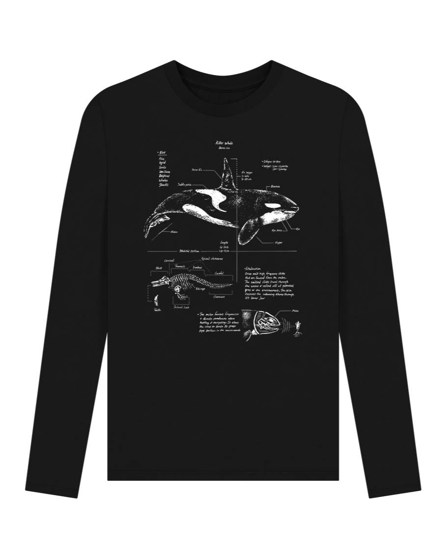 Black Orca Anatomy Long Sleeve T-shirt