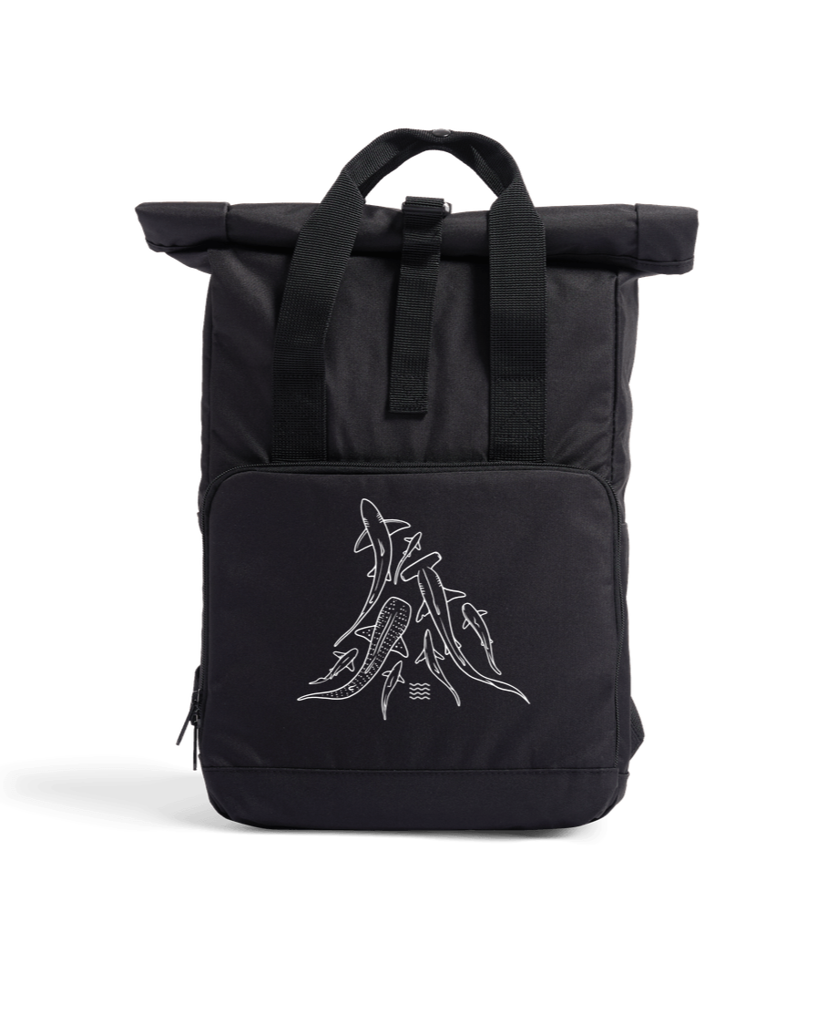 Black Fins Recycled Roll-Top Backpack