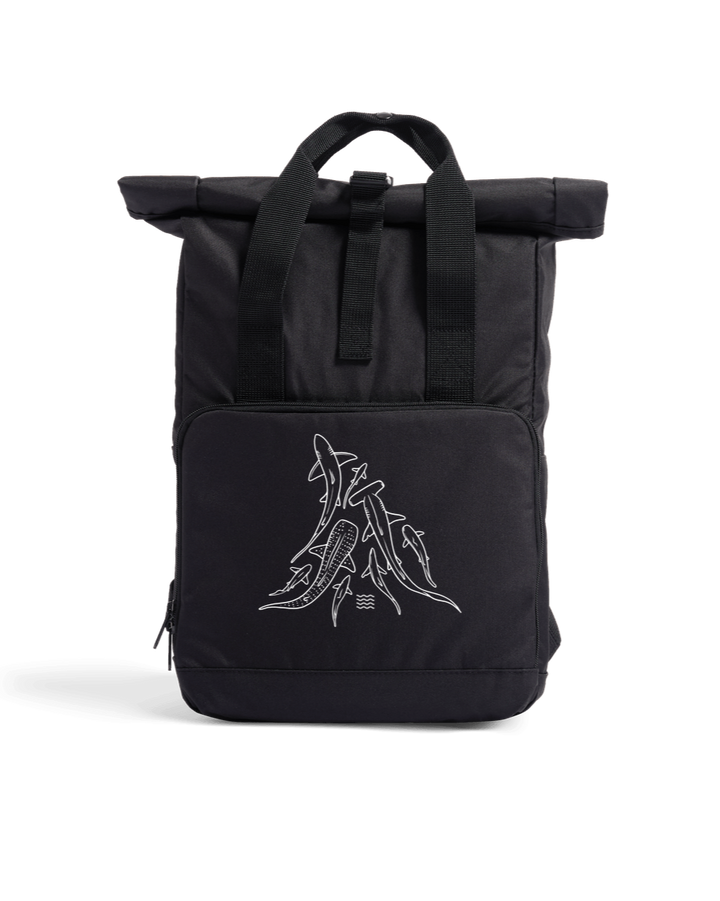 Black Fins Recycled Roll-Top Backpack