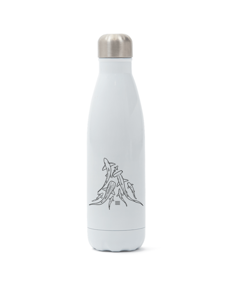 White Fins Stainless Steel Water Bottle