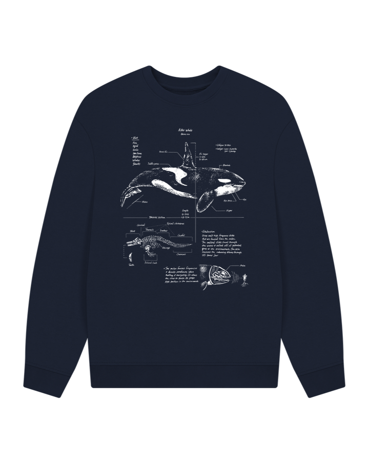 Navy Blue Orca Anatomy Oversized Sweatshirt