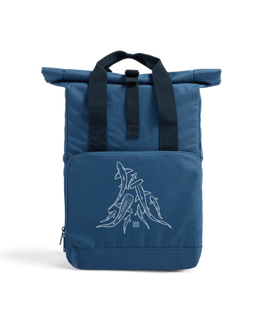 Airforce Blue Fins Recycled Roll-Top Backpack