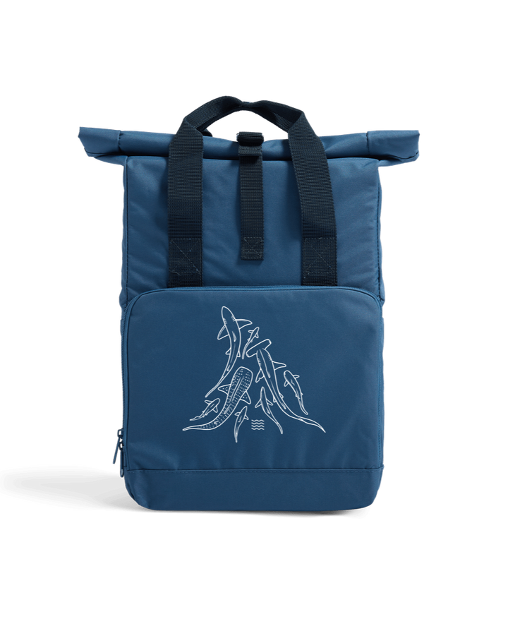 Airforce Blue Fins Recycled Roll-Top Backpack