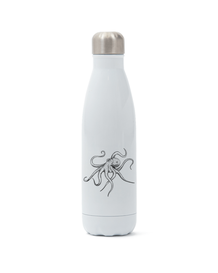 White Octo Stainless Steel Water Bottle