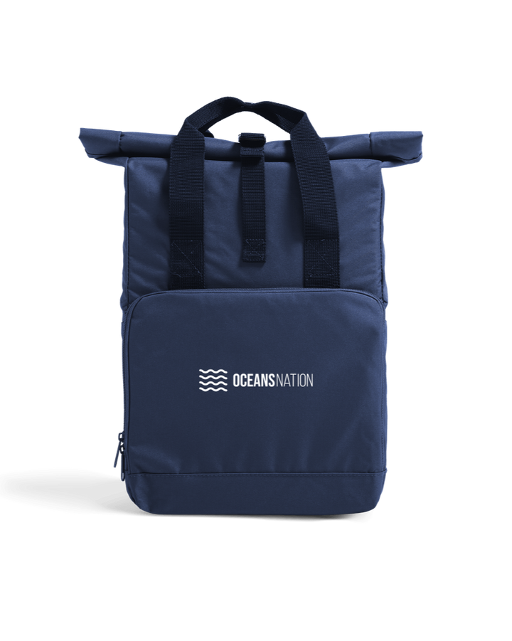 Navy Dusk Oceans Nation Recycled Roll-Top Backpack