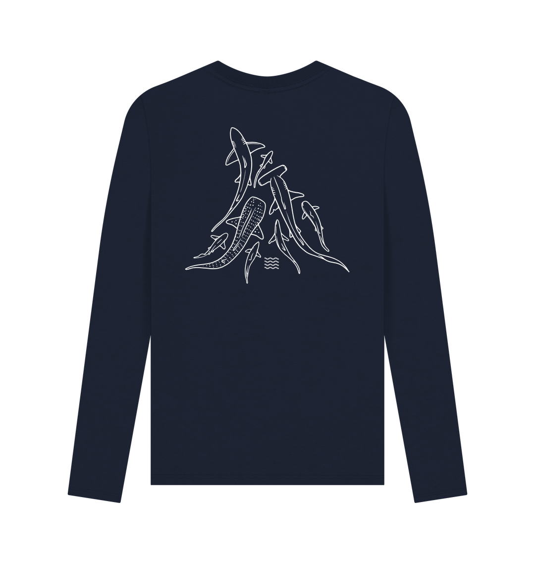 Navy Blue Printed Long Sleeve T Shirt