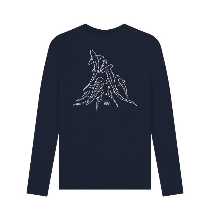 Navy Blue Printed Long Sleeve T Shirt