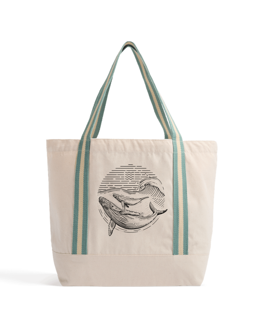 Natural/Sage Green Ocean Guardians Beach Bag