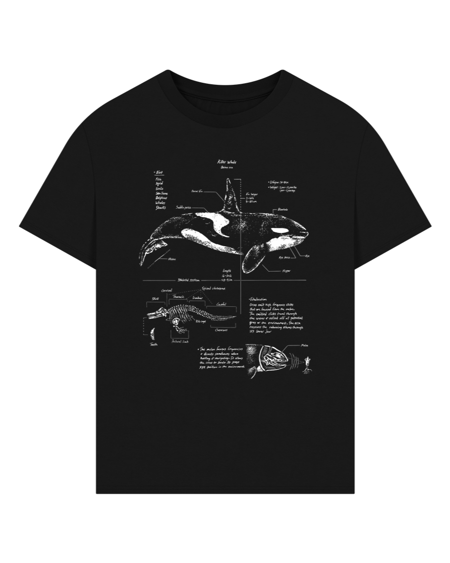 Black Orca Anatomy Oversized T-shirt