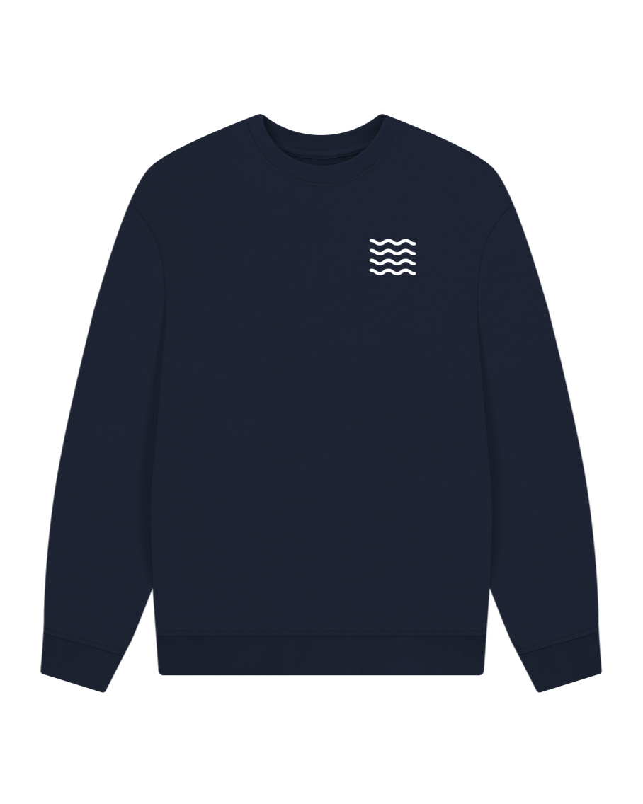 Navy Blue Oceans Nation Logo Oversized Sweatshirt