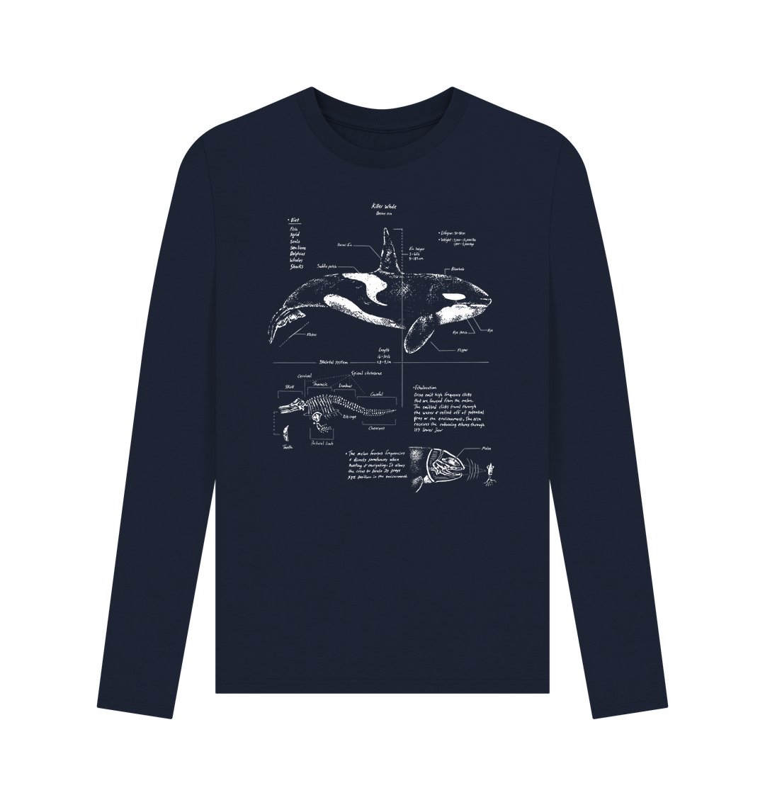 Navy Blue Printed Long Sleeve T Shirt
