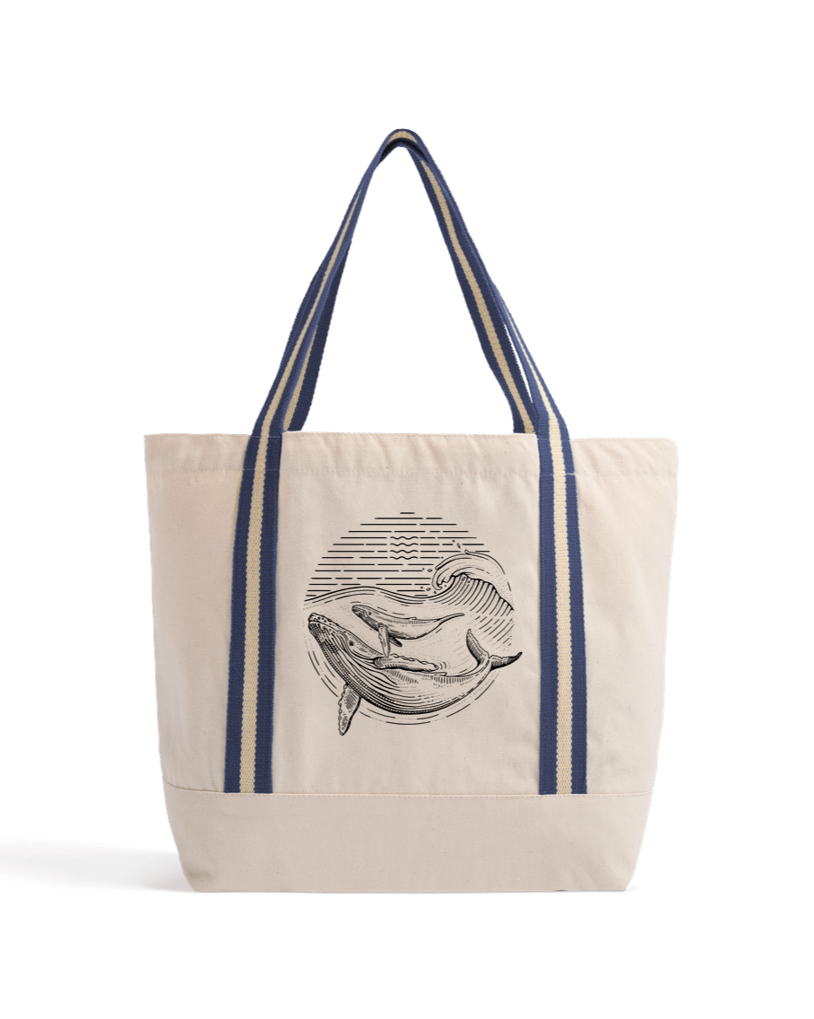 Natural/French Navy Ocean Guardians Beach Bag