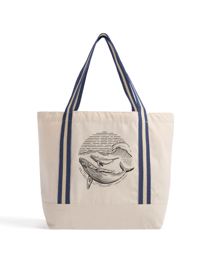 Natural/French Navy Ocean Guardians Beach Bag