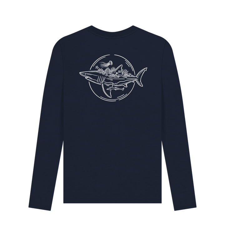 Navy Blue Printed Long Sleeve T Shirt