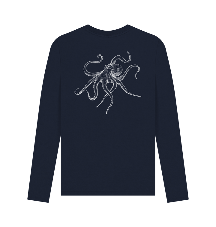 Navy Blue Printed Long Sleeve T Shirt