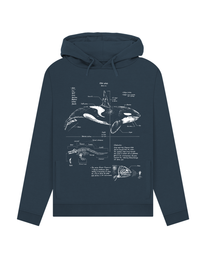 Navy Blue Orca Anatomy Women's Hoodie