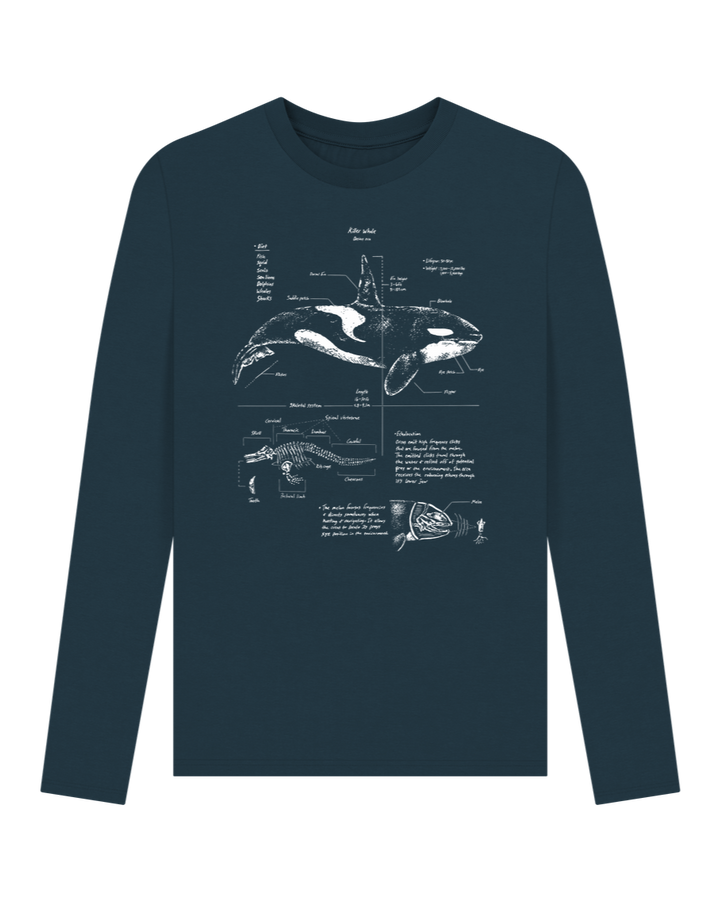 Denim Blue Orca Anatomy Long Sleeve T-shirt